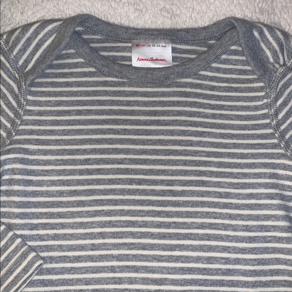 Hanna Andersson Gray & White Striped Onesie 18-24M EUC 80 - Picture 2 of 7